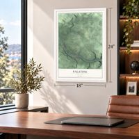 Palatine, New York map, 18 x 24 inch print in a white frame in a home office