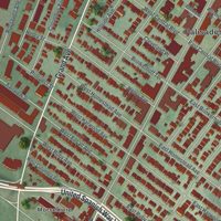 Second close-up of the map of Palisades Park, New Jersey print showing more streets and buildings