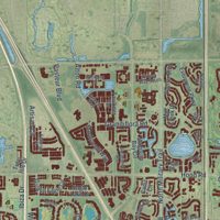 Second close-up of the map of Palm Beach Gardens, Florida print showing more streets and buildings