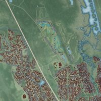 Second close-up of the map of Palm Coast, Florida print showing more streets and buildings