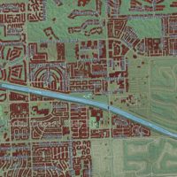 Second close-up of the map of Palm Desert, California print showing more streets and buildings