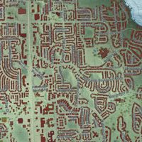 Second close-up of the map of Palm Harbor, Florida print showing more streets and buildings