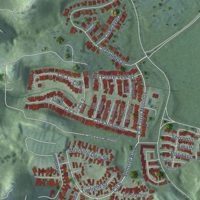 Second close-up of the map of Palmas del Mar, Puerto Rico print showing more streets and buildings