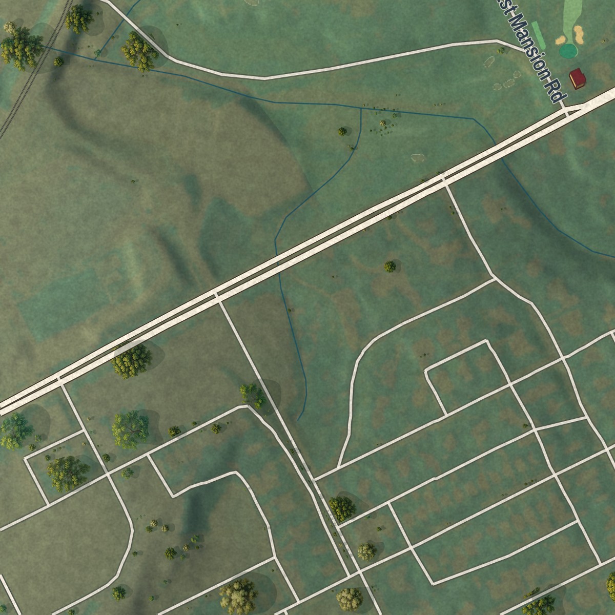Second close-up of the map of Palmdale, Pennsylvania print showing more streets and buildings