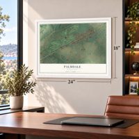 Palmdale, Pennsylvania map, 18 x 24 inch print in a white frame in a home office