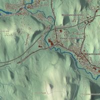 Close-up of the map of Palmer, Massachusetts print showing terrain and local geography