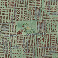 Second close-up of the map of Palmetto Bay, Florida print showing more streets and buildings