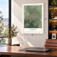 Palmview, Texas map, 18 x 24 inch print in a white frame in a home office