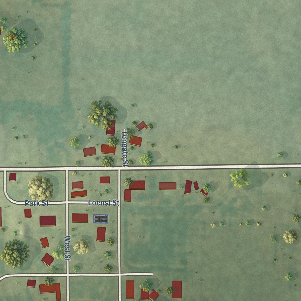 Second close-up of the map of Palmyra, Illinois print showing more streets and buildings