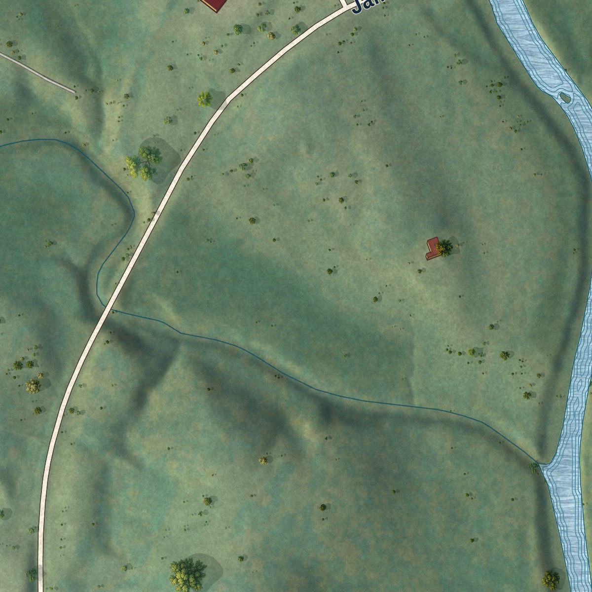 Second close-up of the map of Palmyra, Virginia print showing more streets and buildings