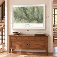 Palmyra, Wayne County, Pennsylvania map, 24 x 36 inch print in a white frame above a dresser by a staircase