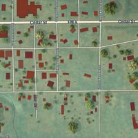 Second close-up of the map of Palo Pinto, Texas print showing more streets and buildings