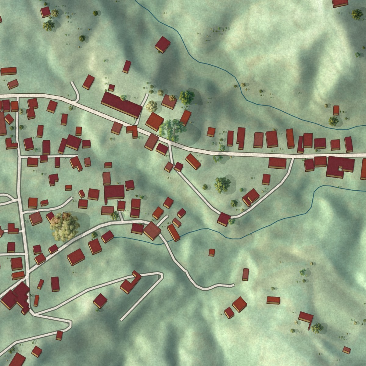 Second close-up of the map of Palomas, Puerto Rico print showing more streets and buildings