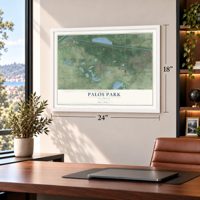 Palos Park, Illinois map, 18 x 24 inch print in a white frame in a home office