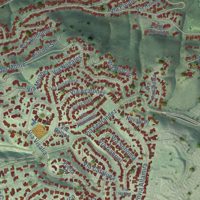 Second close-up of the map of Palos Verdes Estates, California print showing more streets and buildings