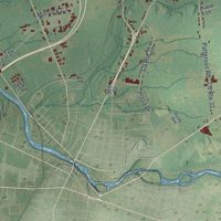 Second close-up of the map of Pamelia, New York print showing more streets and buildings