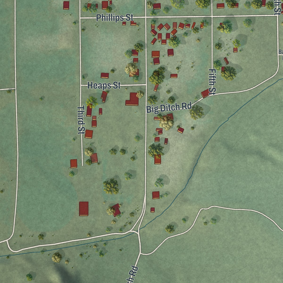 Second close-up of the map of Panaca, Nevada print showing more streets and buildings
