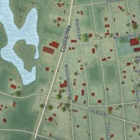 Second close-up of the map of Panacea, Florida print showing more streets and buildings