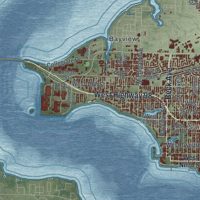 Second close-up of the map of Panama City, Florida print showing more streets and buildings