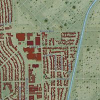 Second close-up of the map of Panorama City, California print showing more streets and buildings
