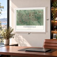Panthersville, Georgia map, 18 x 24 inch print in a white frame in a home office
