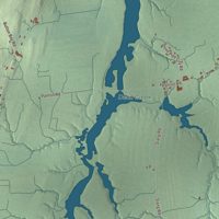 Close-up of the map of Panton, Vermont print showing terrain and local geography