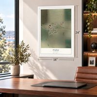 Paoli, Colorado map, 18 x 24 inch print in a white frame in a home office