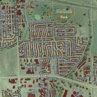 Second close-up of the map of Papillion, Nebraska print showing more streets and buildings