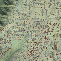 Second close-up of the map of Paradise, California print showing more streets and buildings