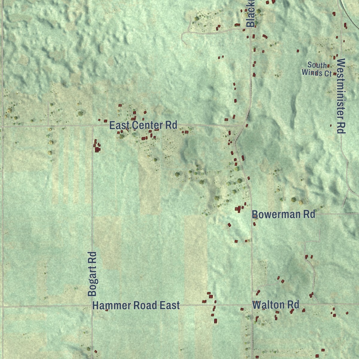 Second close-up of the map of Paradise, Michigan print showing more streets and buildings