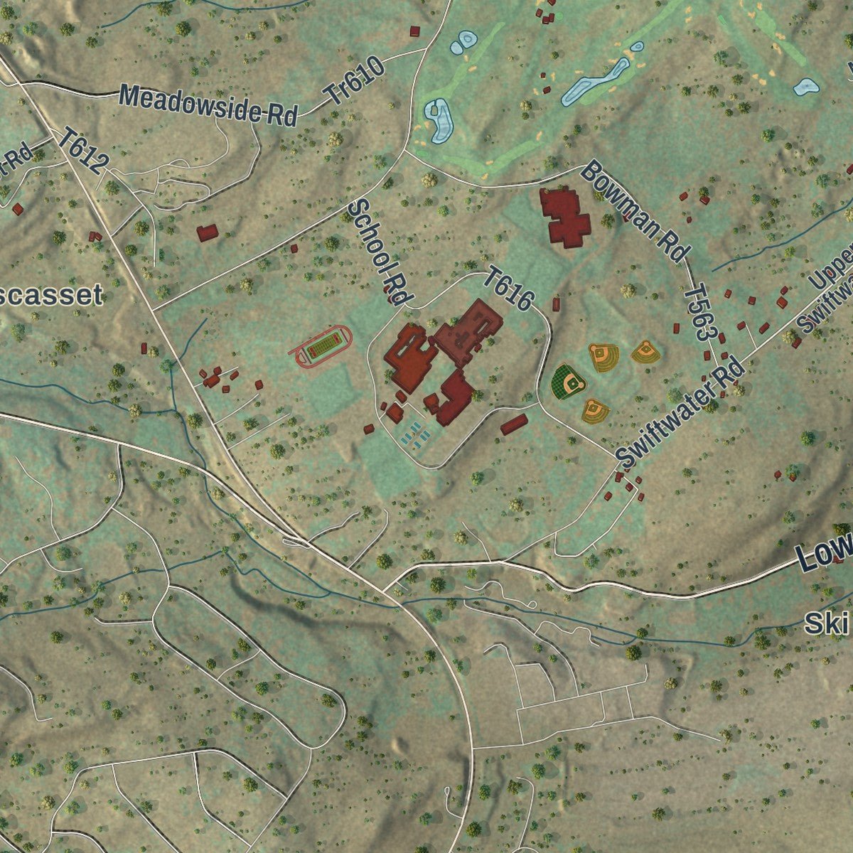 Second close-up of the map of Paradise, Monroe County, Pennsylvania print showing more streets and buildings