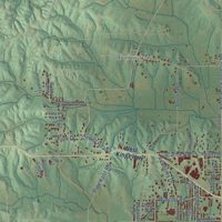 Second close-up of the map of Paragould, Arkansas print showing more streets and buildings