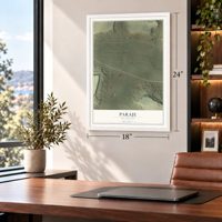 Paraje, New Mexico map, 18 x 24 inch print in a white frame in a home office