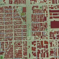 Second close-up of the map of Paramount, California print showing more streets and buildings