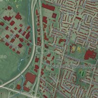 Second close-up of the map of Paramus, New Jersey print showing more streets and buildings
