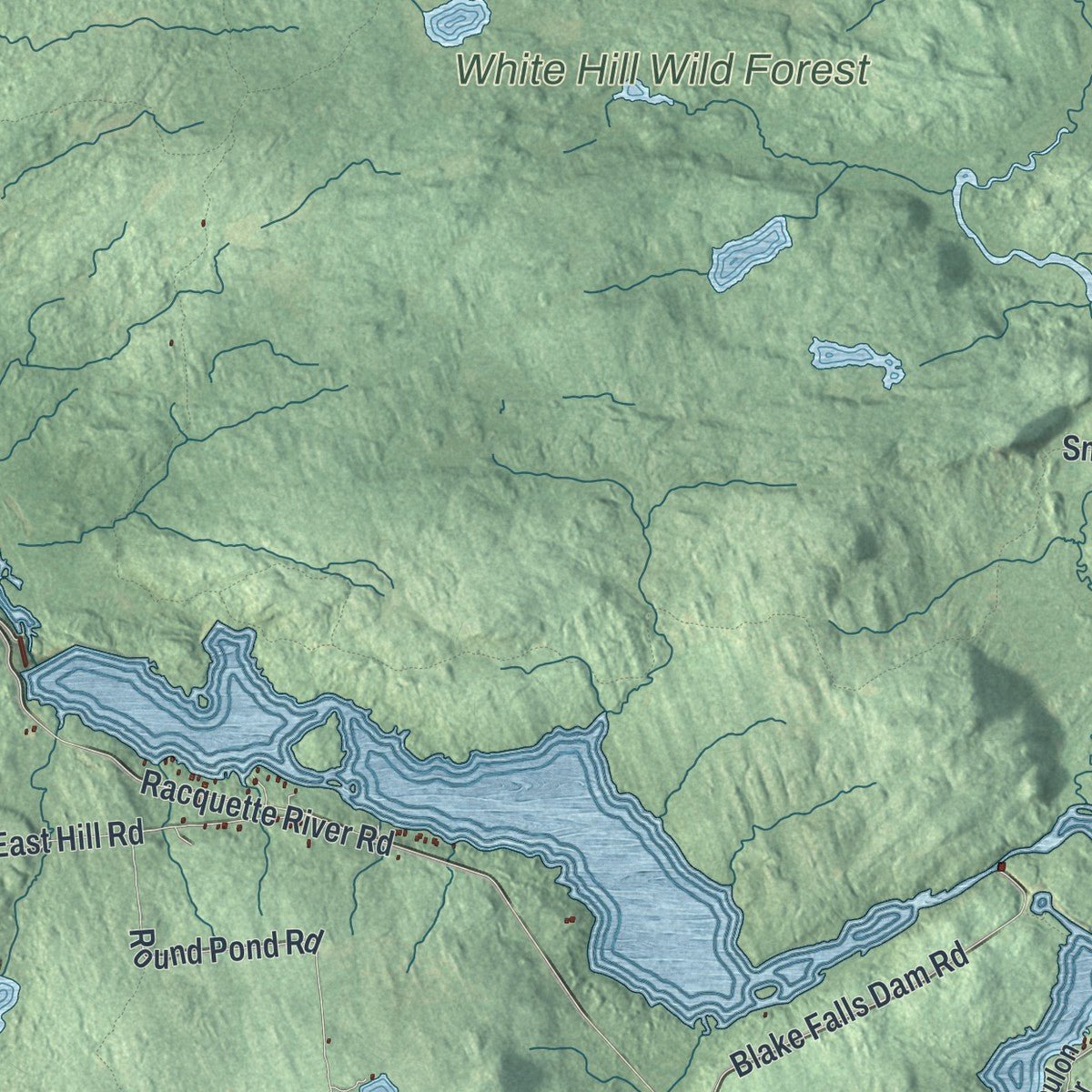 Second close-up of the map of Parishville, New York print showing more streets and buildings