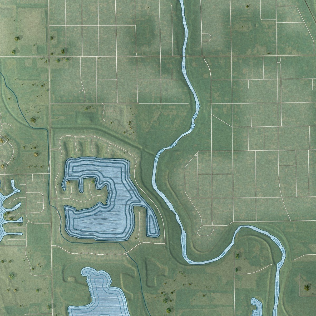 Second close-up of the map of Park City, Kansas print showing more streets and buildings