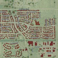 Second close-up of the map of Park Forest, Illinois print showing more streets and buildings