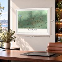 Park Place, Pennsylvania map, 18 x 24 inch print in a white frame in a home office