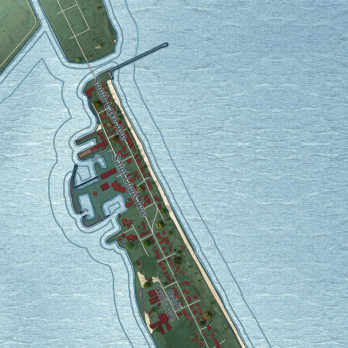 Second close-up of the map of Park Point, Minnesota print showing more streets and buildings