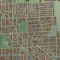 Second close-up of the map of Park Ridge, Illinois print showing more streets and buildings