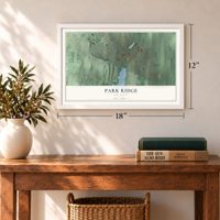 Park Ridge, New Jersey map, 12 x 18 inch print in a white frame in an entryway