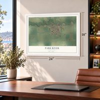 Park River, North Dakota map, 18 x 24 inch print in a white frame in a home office