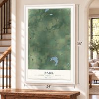 Park, St. Joseph County, Michigan map, 24 x 36 inch print in a white frame by a staircase