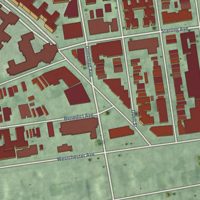 Second close-up of the map of Parkchester, New York print showing more streets and buildings