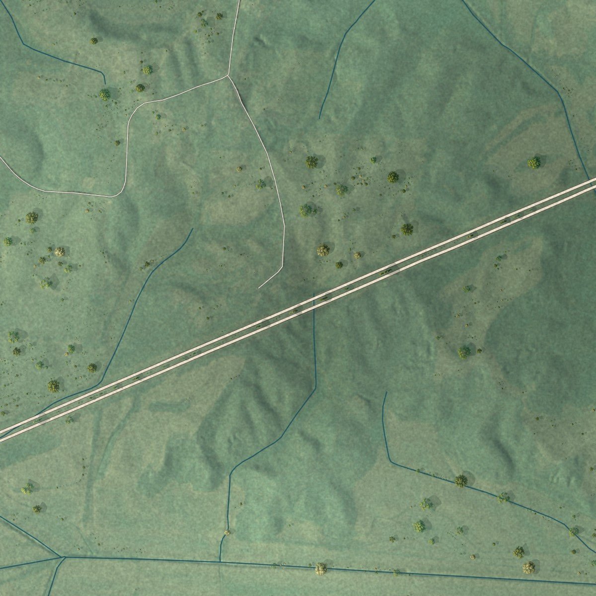 Second close-up of the map of Parker's Crossroads, Tennessee print showing more streets and buildings