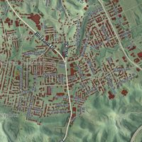 Second close-up of the map of Parkersburg, West Virginia print showing more streets and buildings