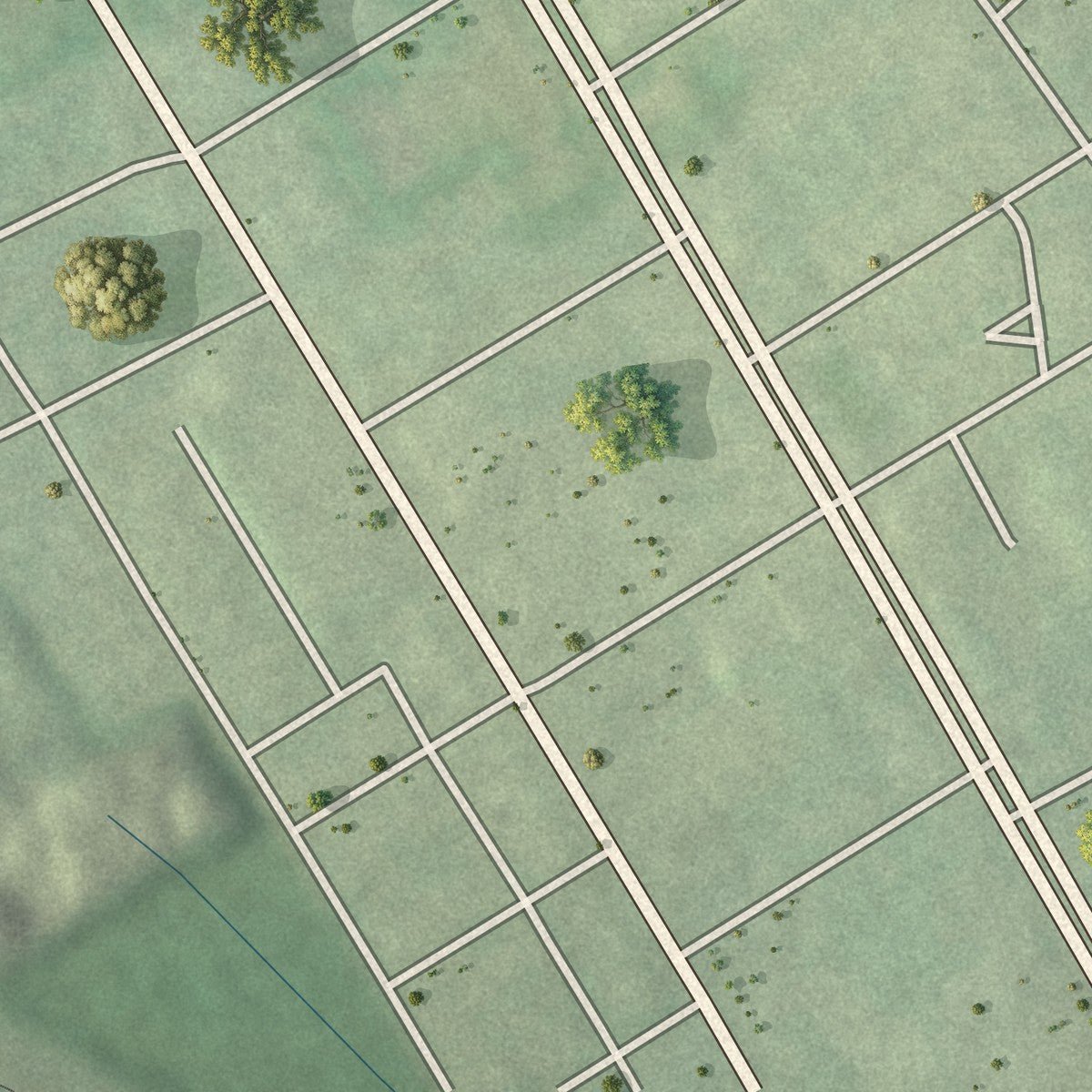 Second close-up of the map of Parklane, Maryland print showing more streets and buildings