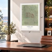 Parklawn, California map, 18 x 24 inch print in a white frame in a home office