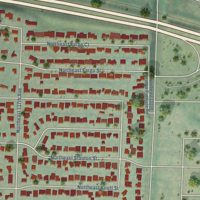Second close-up of the map of Parkrose Heights, Oregon print showing more streets and buildings